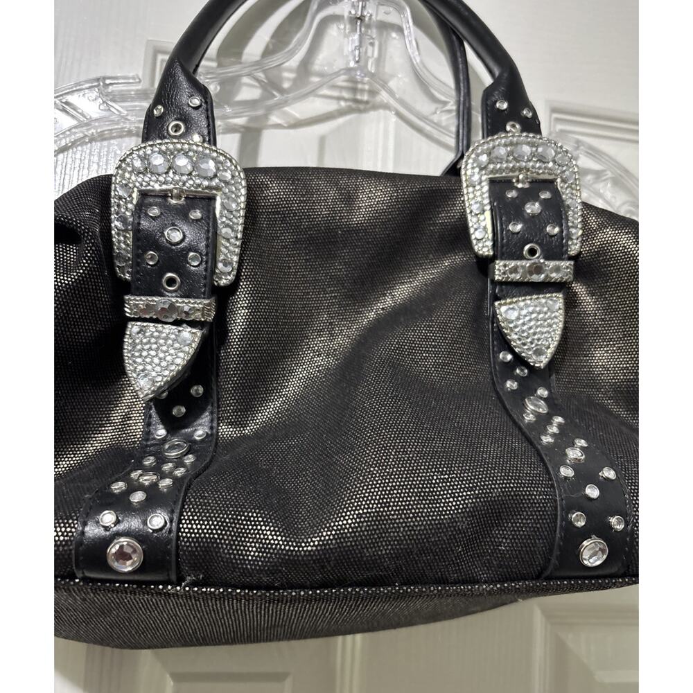 Bueno Y2K Handbag Purse Metallic Copper Black w/ Rhinestones Embellishments